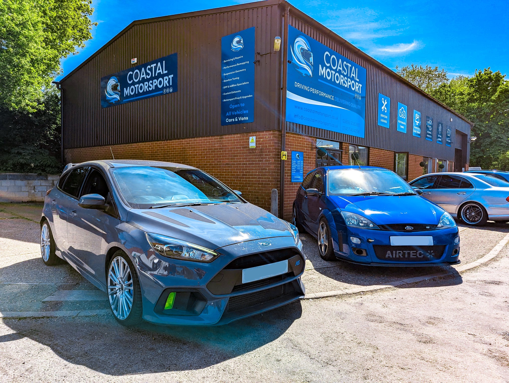Customer cars outside Coastal Motorsport in North Walsham